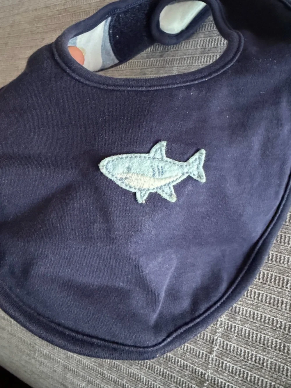 Janie and Jack Navy Blue Baby Bib with Fish Patch